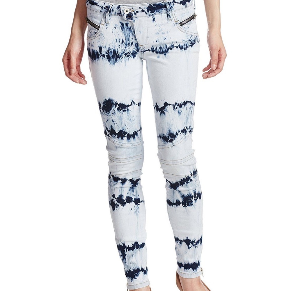 GUESS! NEW LOW RISE BIKER SKINNY MARBLE WASH JEANS